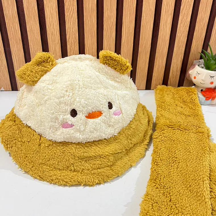 SOMBRERITO CON BUFANDA PARA NIÑOS 3D ANIMALITOS MOD# 711 12