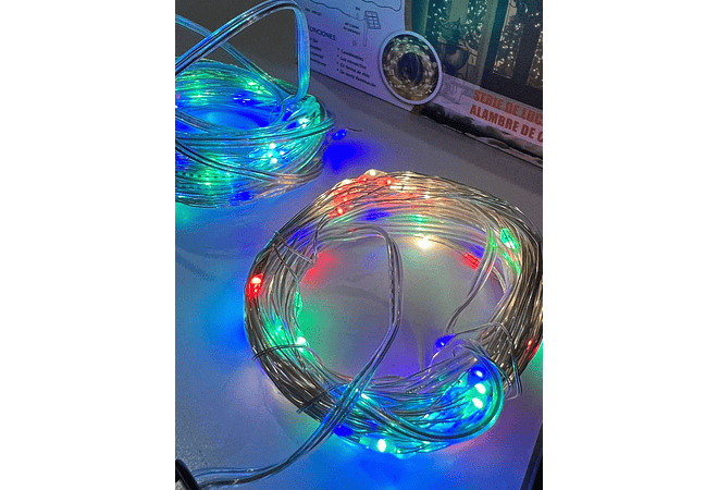 12 MTS DÚO SOLAR SERIE DE LUZ  DE COLORES DE ALAMBRE DE COBRE