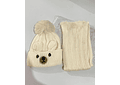 GORRO INFANTIL CON POMPÓN Y BUFANDA DISEÑO OSITO 3D MOD# 700