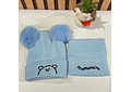 GORRITO PARA BEBÉS CON 2 POMPONES + BUFANDA CORTA (LOVE ME MORE) MOD #708