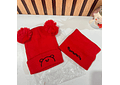 GORRITO PARA BEBÉS CON 2 POMPONES + BUFANDA CORTA (LOVE ME MORE) MOD #708