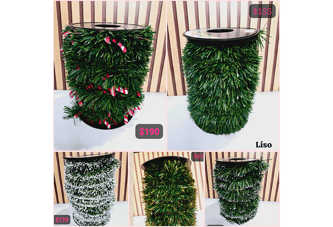 20 MTS/ROLLO DE ESCARCHA NAVIDEÑA  (VERDES) VARIOS MODELOS  🎄❄️🥳 - COPIAR