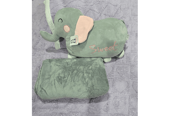 PELUCHE ALMOHADA CON FRAZADA (ELEFANTE O PERRITO) MOD#328AER Y L95-328H 🐕 🐘