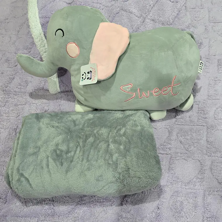 PELUCHE ALMOHADA CON FRAZADA (ELEFANTE O PERRITO) MOD#328AER Y L95-328H 🐕 🐘 2