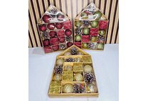 CAJITA EN FORMA DE CASITA CON 19 ADORNOS NAVIDEÑOS MOD# N2412-10X83  🪻❄️