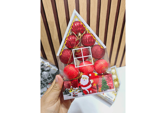 CASITA/CON 12 ADORNOS  NAVIDEÑOS AL AZAR MOD# A17-4718 🎁🎉