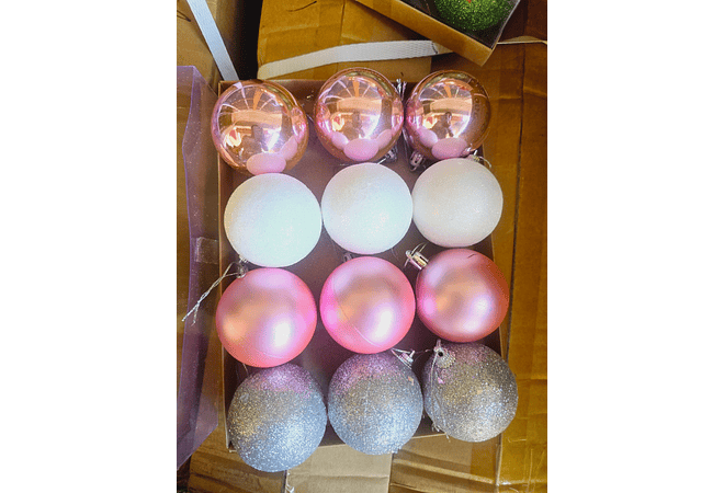 CAJITA TRANSPARENTE CON 12 ESFERAS NAVIDEÑAS MOD# N2630-5X17🎅🏻❄️