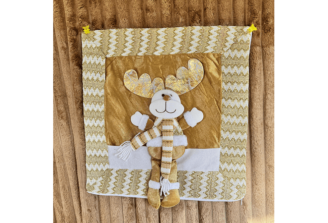 FUNDA NAVIDEÑA DORADA SANTA, RENO O MUÑECO MOD# NH31-6X08