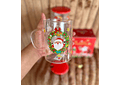 TAZA DE VIDRIO CON TAPA Y CUCHARA DISEÑO NAVIDEÑO DE 500ML MOD# B2116-5X83☃️🎄