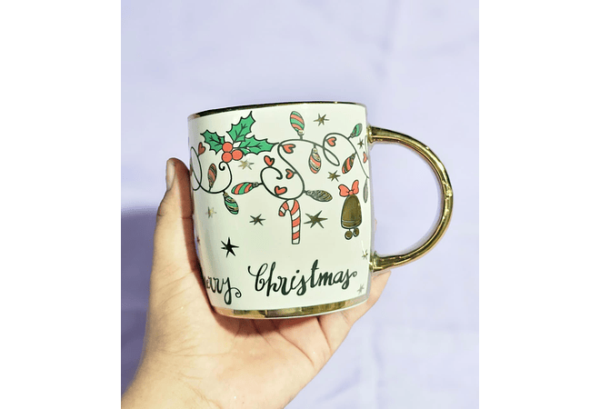 TAZA 350ML CERAMICA GRUESA  MERRY CHRISTMAS MOD# 287-821 🎄  (sin caja)