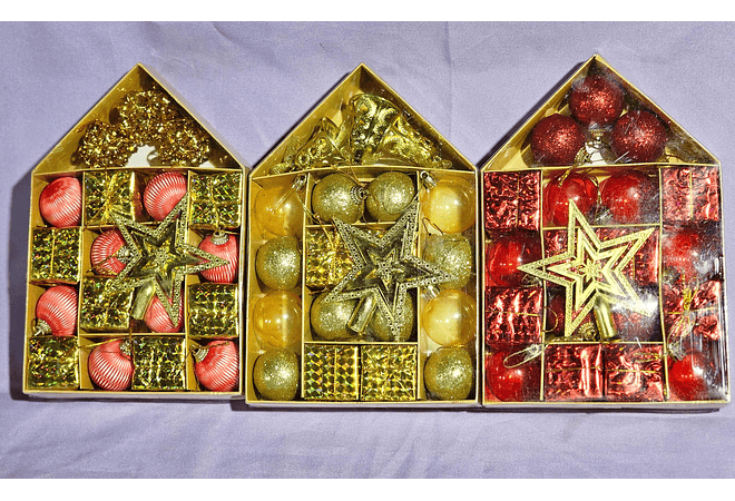 CAJITA EN FORMA DE CASA CON 19 ADORNOS+1 ESTRELLA MOD# N2410-5X50🎁🎉