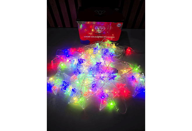 3.20 MTS CASCADA DIAMANTE EN FORMA DE ESTRELLAS  COLORES MOD#  352-012 💫