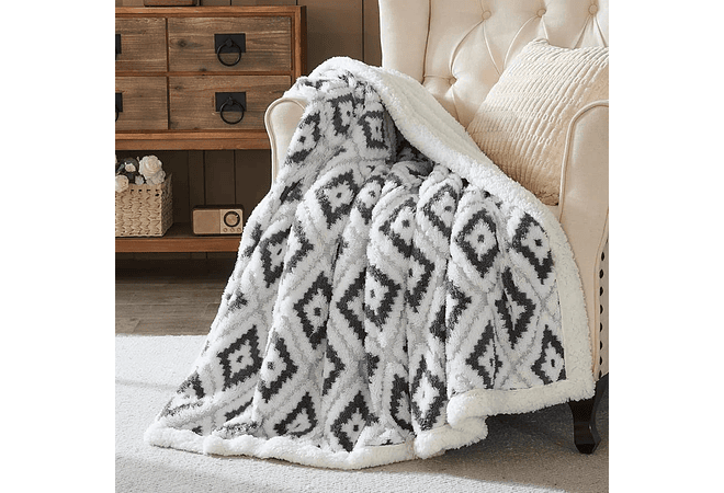 COBERTOR MATRIMONIAL 1.9 X 2.2M DISEÑO ROMBOS MOD# T-30426🔷