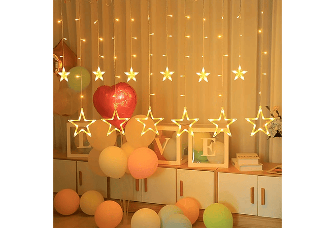 3MTS CASCADA LUCES COLGANTES DIAMANTE  ESTRELLAS COLORES  O CALIDA MOD# 352-031 O 032⭐️