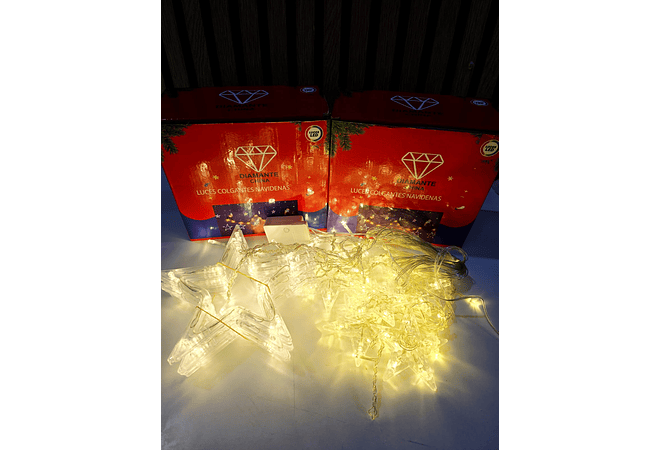 3MTS CASCADA LUCES COLGANTES DIAMANTE  ESTRELLAS COLORES  O CALIDA MOD# 352-031 O 032⭐️