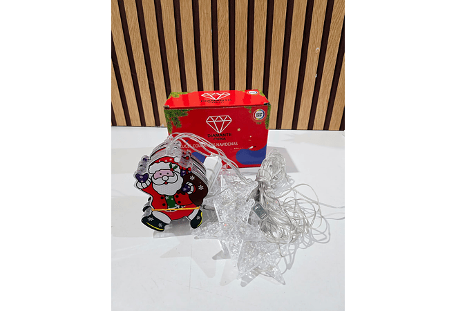 3.5 MTS CASCADA LUCES COLGANTES DIAMANTE SANTA CLOS COLORES MOD# 352-022  ⭐️