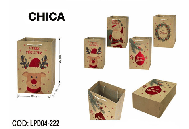 DOCENA DE  BOLSAS PARA REGALO DISEÑO NAVIDAD (CHICA MEDIANA O GRANDE) # LPD04-222 -223 - 224🎄 🎁🛍️