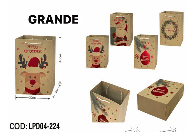 DOCENA DE  BOLSAS PARA REGALO DISEÑO NAVIDAD (CHICA MEDIANA O GRANDE) # LPD04-222 -223 - 224🎄 🎁🛍️