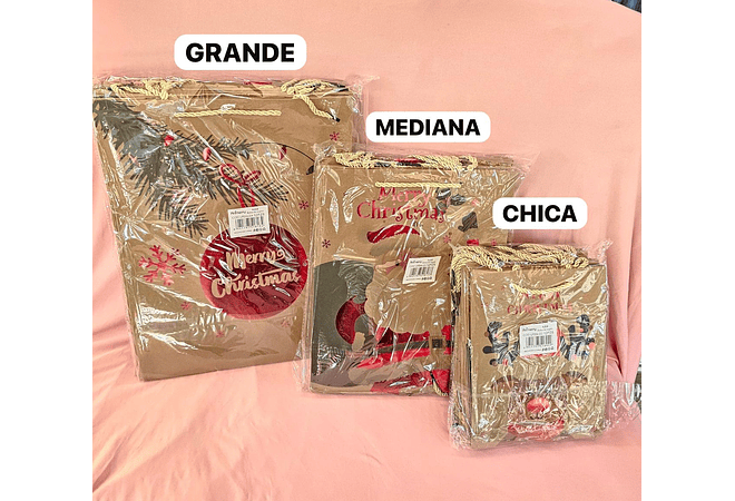 DOCENA DE  BOLSAS PARA REGALO DISEÑO NAVIDAD (CHICA MEDIANA O GRANDE) # LPD04-222 -223 - 224🎄 🎁🛍️