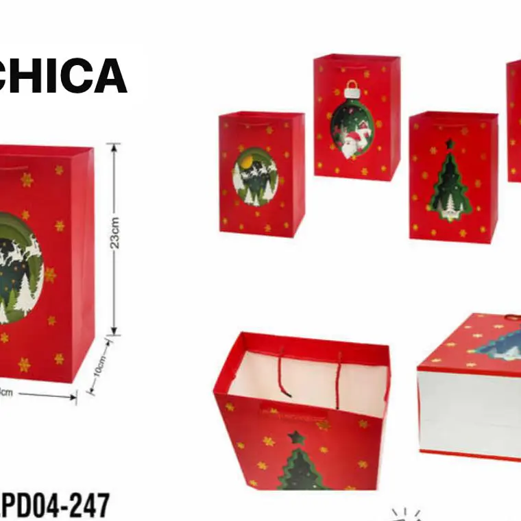 DOCENA DE BOLSAS PARA REGALO DISEÑO NAVIDAD (CHICA MEDIANA O GRANDE) #LPD04-247 -249 - 248 ROJAS🎄 🎁🛍️ 2