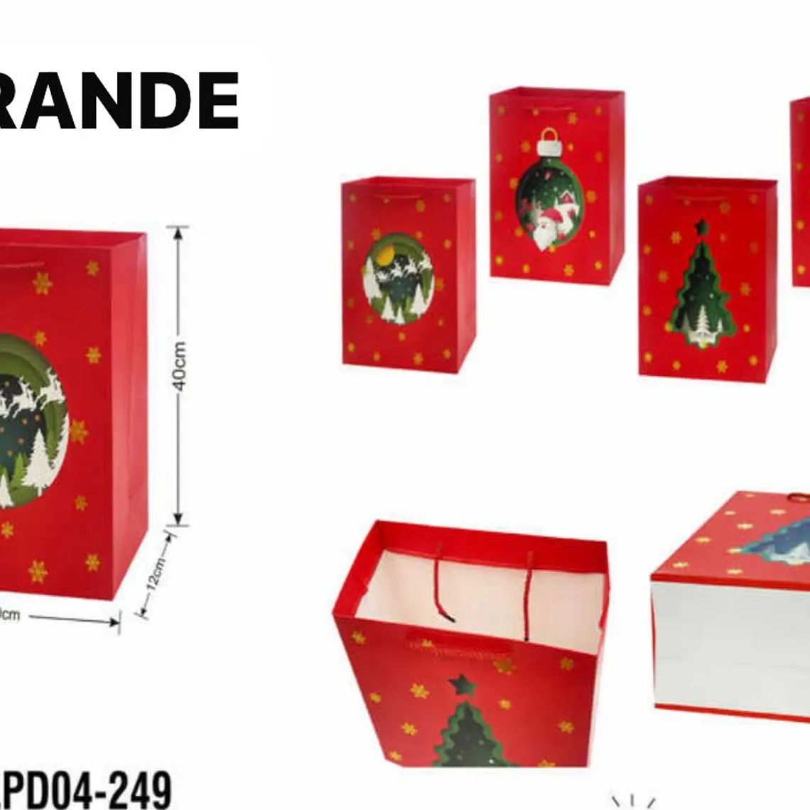 DOCENA DE BOLSAS PARA REGALO DISEÑO NAVIDAD (CHICA MEDIANA O GRANDE) #LPD04-247 -249 - 248 ROJAS🎄 🎁🛍️ 3