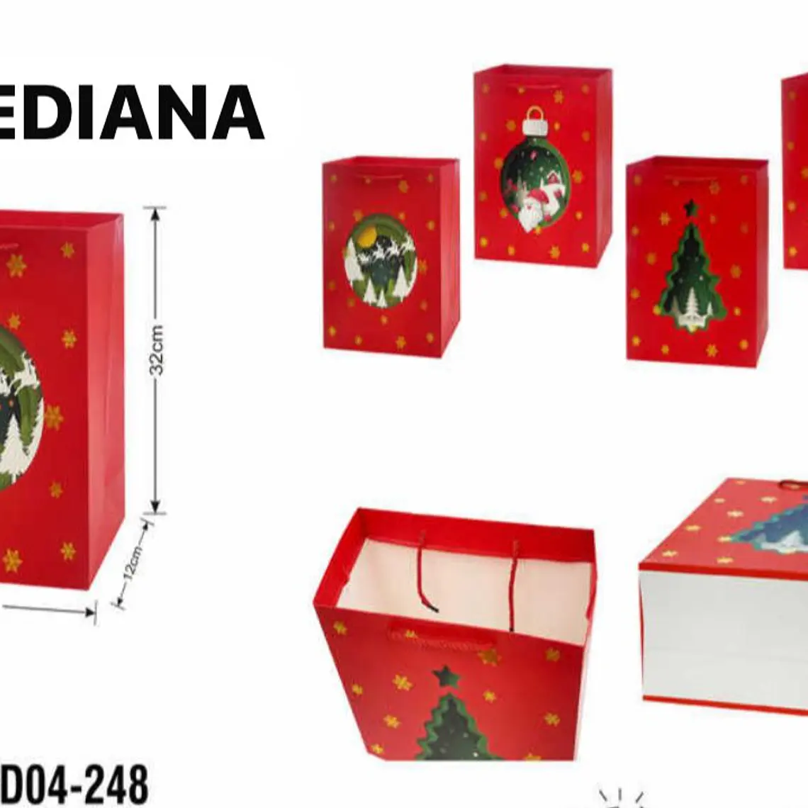 DOCENA DE BOLSAS PARA REGALO DISEÑO NAVIDAD (CHICA MEDIANA O GRANDE) #LPD04-247 -249 - 248 ROJAS🎄 🎁🛍️ 4