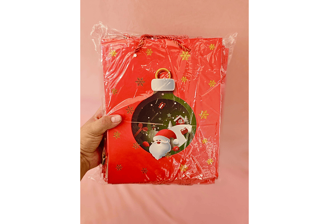 DOCENA DE BOLSAS PARA REGALO DISEÑO NAVIDAD (CHICA MEDIANA O GRANDE) #LPD04-247 -249 - 248 ROJAS🎄 🎁🛍️