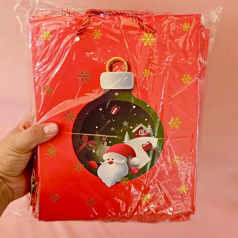 DOCENA DE BOLSAS PARA REGALO DISEÑO NAVIDAD (CHICA MEDIANA O GRANDE) #LPD04-247 -249 - 248 ROJAS🎄 🎁🛍️ 7