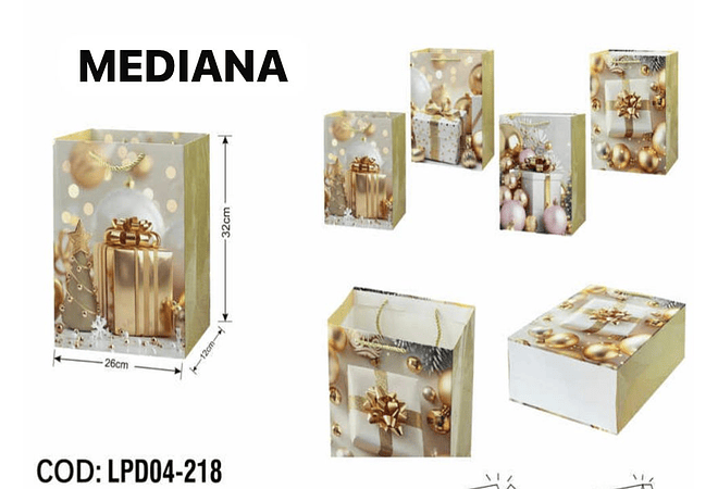 DOCENA DE BOLSAS PARA REGALO (MEDIANA O GRANDE) DORADAS #LPD04-218 -219🎁🎉☃️