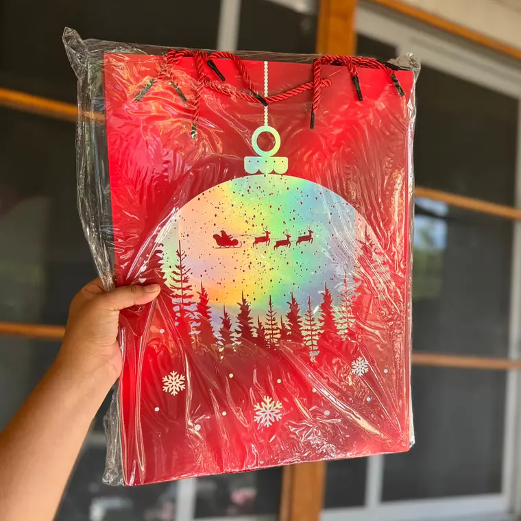 DOCENA DE  BOLSAS PARA REGALO DISEÑO NAVIDAD (CHICA MEDIANA O GRANDE) ROJO/PLATEADO LPD93-211-212-213🎄 🎁🛍️ 5