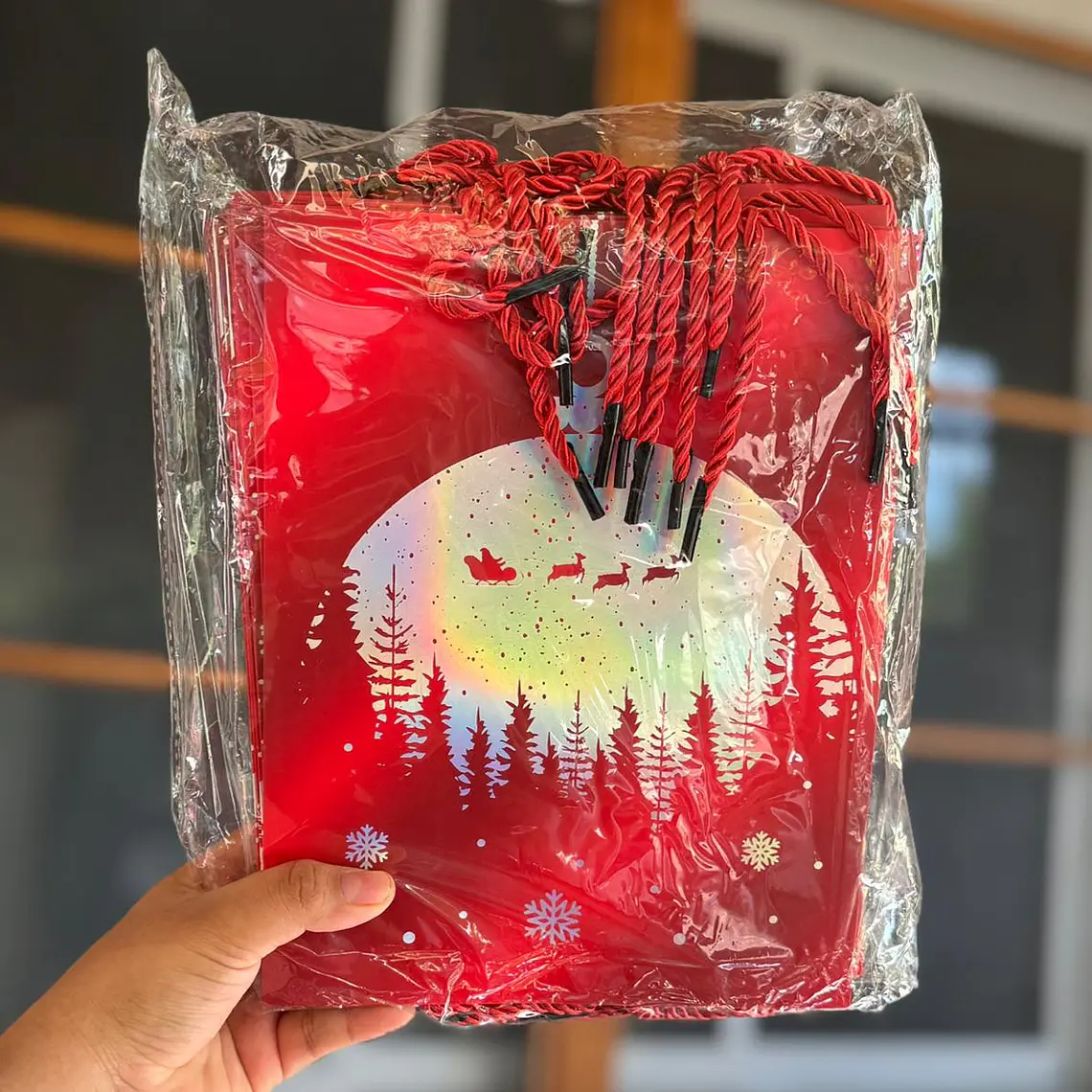 DOCENA DE  BOLSAS PARA REGALO DISEÑO NAVIDAD (CHICA MEDIANA O GRANDE) ROJO/PLATEADO LPD93-211-212-213🎄 🎁🛍️ 7