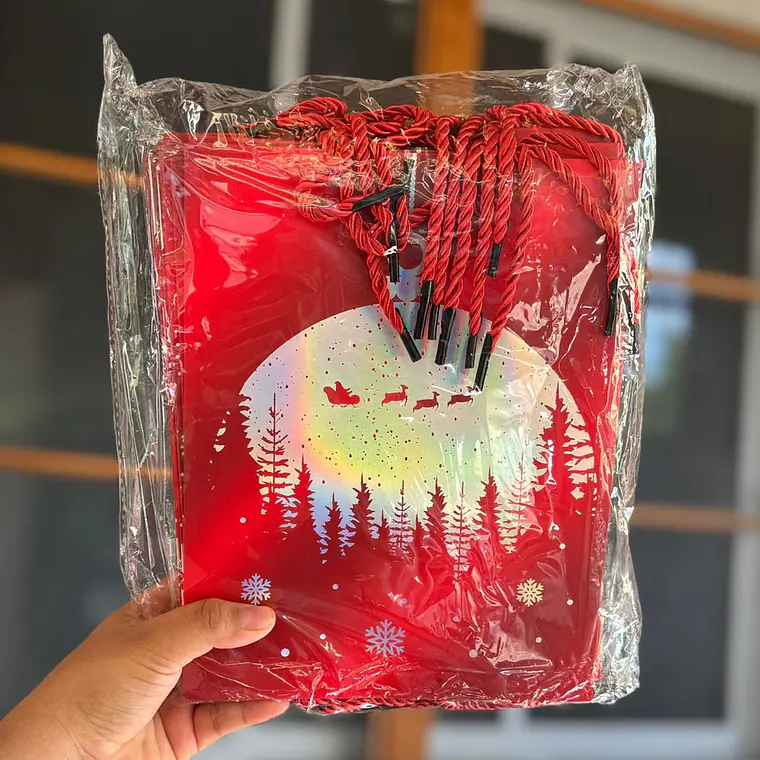 DOCENA DE  BOLSAS PARA REGALO DISEÑO NAVIDAD (CHICA MEDIANA O GRANDE) ROJO/PLATEADO LPD93-211-212-213🎄 🎁🛍️ 7