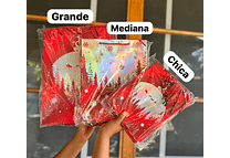 DOCENA DE  BOLSAS PARA REGALO DISEÑO NAVIDAD (CHICA MEDIANA O GRANDE) ROJO/PLATEADO LPD93-211-212-213🎄 🎁🛍️