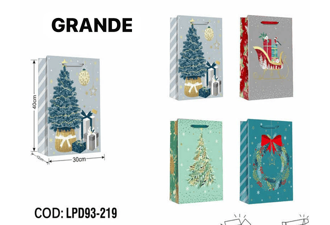 DOCENA DE  BOLSAS PARA REGALO DISEÑO NAVIDAD (CHICA MEDIANA O GRANDE) AZUL/PLATEADO LPD93-217-218-219🎄 🎁🛍️ 