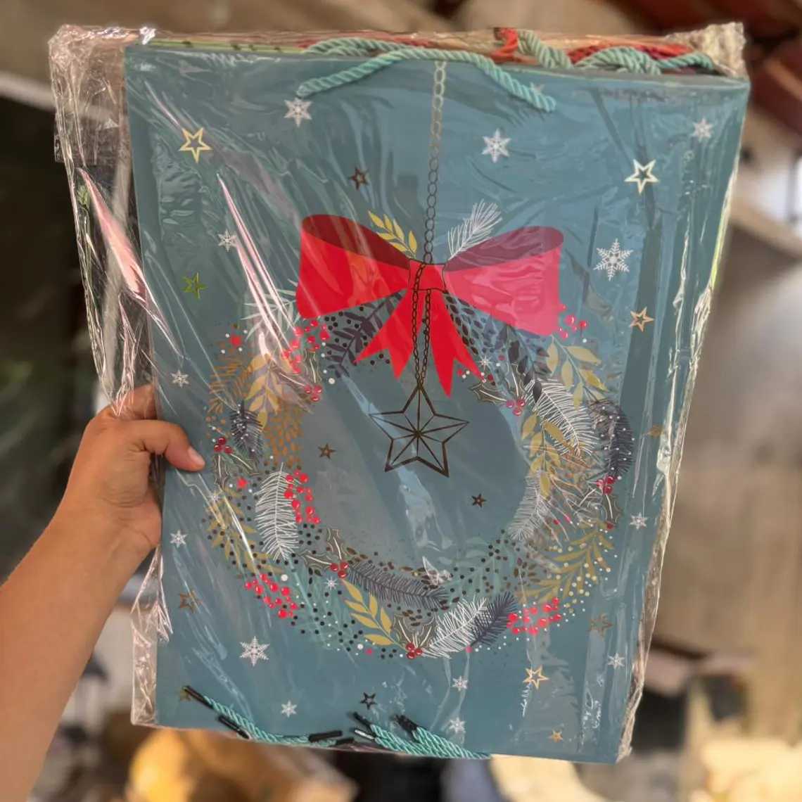 DOCENA DE  BOLSAS PARA REGALO DISEÑO NAVIDAD (CHICA MEDIANA O GRANDE) AZUL/PLATEADO LPD93-217-218-219🎄 🎁🛍️  5