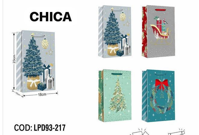 DOCENA DE  BOLSAS PARA REGALO DISEÑO NAVIDAD (CHICA MEDIANA O GRANDE) AZUL/PLATEADO LPD93-217-218-219🎄 🎁🛍️ 