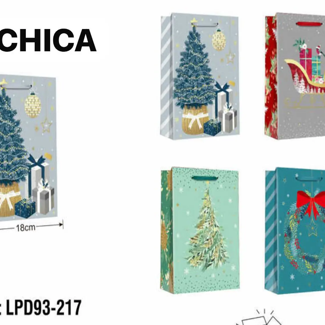 DOCENA DE  BOLSAS PARA REGALO DISEÑO NAVIDAD (CHICA MEDIANA O GRANDE) AZUL/PLATEADO LPD93-217-218-219🎄 🎁🛍️  3