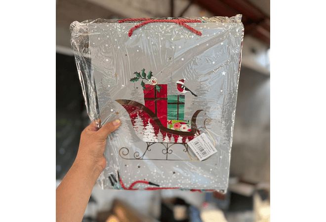 DOCENA DE  BOLSAS PARA REGALO DISEÑO NAVIDAD (CHICA MEDIANA O GRANDE) AZUL/PLATEADO LPD93-217-218-219🎄 🎁🛍️ 