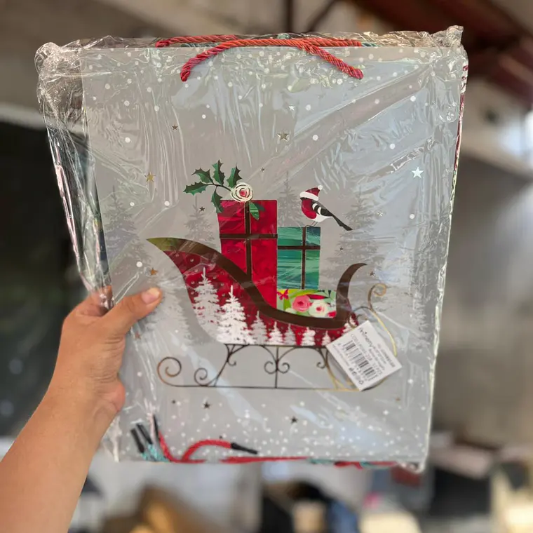 DOCENA DE  BOLSAS PARA REGALO DISEÑO NAVIDAD (CHICA MEDIANA O GRANDE) AZUL/PLATEADO LPD93-217-218-219🎄 🎁🛍️  6