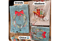 DOCENA DE  BOLSAS PARA REGALO DISEÑO NAVIDAD (CHICA MEDIANA O GRANDE) AZUL/PLATEADO LPD93-217-218-219🎄 🎁🛍️ 