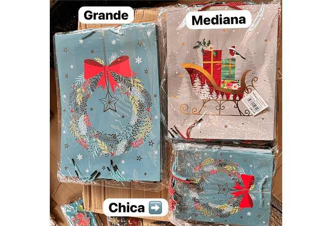 DOCENA DE  BOLSAS PARA REGALO DISEÑO NAVIDAD (CHICA MEDIANA O GRANDE) AZUL/PLATEADO LPD93-217-218-219🎄 🎁🛍️ 