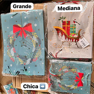 DOCENA DE  BOLSAS PARA REGALO DISEÑO NAVIDAD (CHICA MEDIANA O GRANDE) AZUL/PLATEADO LPD93-217-218-219🎄 🎁🛍️ 