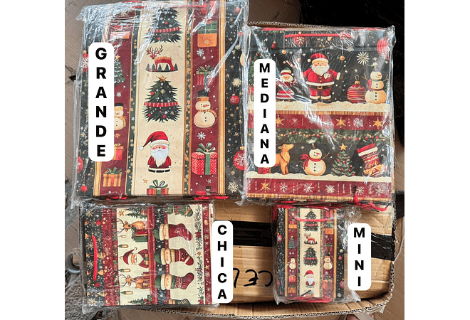 DOCENA DE  BOLSAS PARA REGALO DISEÑO NAVIDAD (PEQUEÑA CHICA MEDIANA O GRANDE) AZUL/PLATEADO LPD71-137 - 138