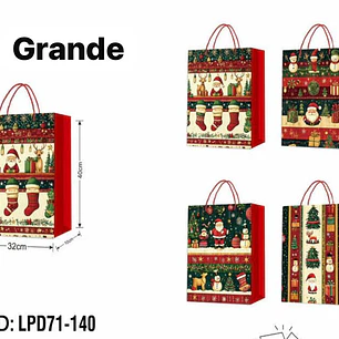 DOCENA DE  BOLSAS PARA REGALO DISEÑO NAVIDAD (PEQUEÑA CHICA MEDIANA O GRANDE) AZUL/PLATEADO LPD71-137 - 138