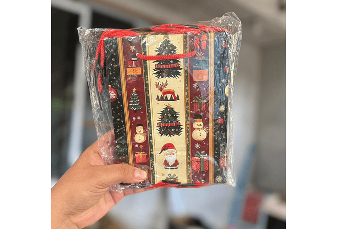 DOCENA DE  BOLSAS PARA REGALO DISEÑO NAVIDAD (PEQUEÑA CHICA MEDIANA O GRANDE) AZUL/PLATEADO LPD71-137 - 138