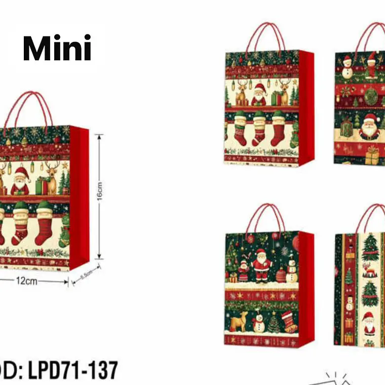 DOCENA DE  BOLSAS PARA REGALO DISEÑO NAVIDAD (PEQUEÑA CHICA MEDIANA O GRANDE) AZUL/PLATEADO LPD71-137 - 138 4