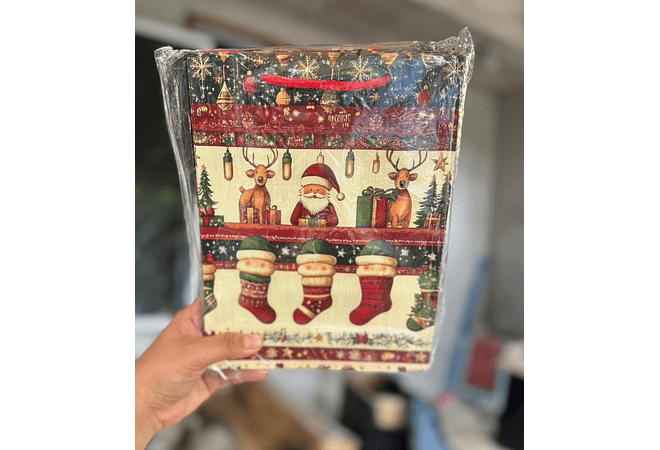 DOCENA DE  BOLSAS PARA REGALO DISEÑO NAVIDAD (PEQUEÑA CHICA MEDIANA O GRANDE) AZUL/PLATEADO LPD71-137 - 138