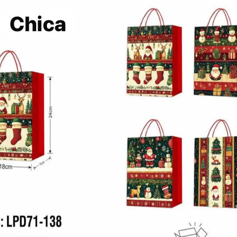 DOCENA DE  BOLSAS PARA REGALO DISEÑO NAVIDAD (PEQUEÑA CHICA MEDIANA O GRANDE) AZUL/PLATEADO LPD71-137 - 138 9