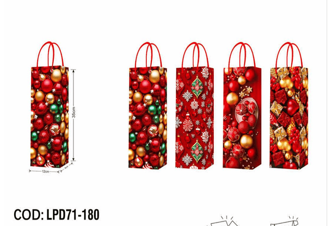 DOCENA DE BOLSA PARA  REGALO DISEÑO NAVIDAD MEDIANA/RECTANGULAR (LPD71-180) 🎄✨