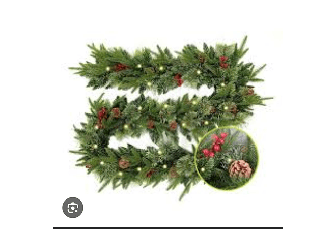 3 MTS GUÍA GUIRNALDA NAVIDEÑA PARA DECORAR COLOR VERDE (CHICA)🌿💚